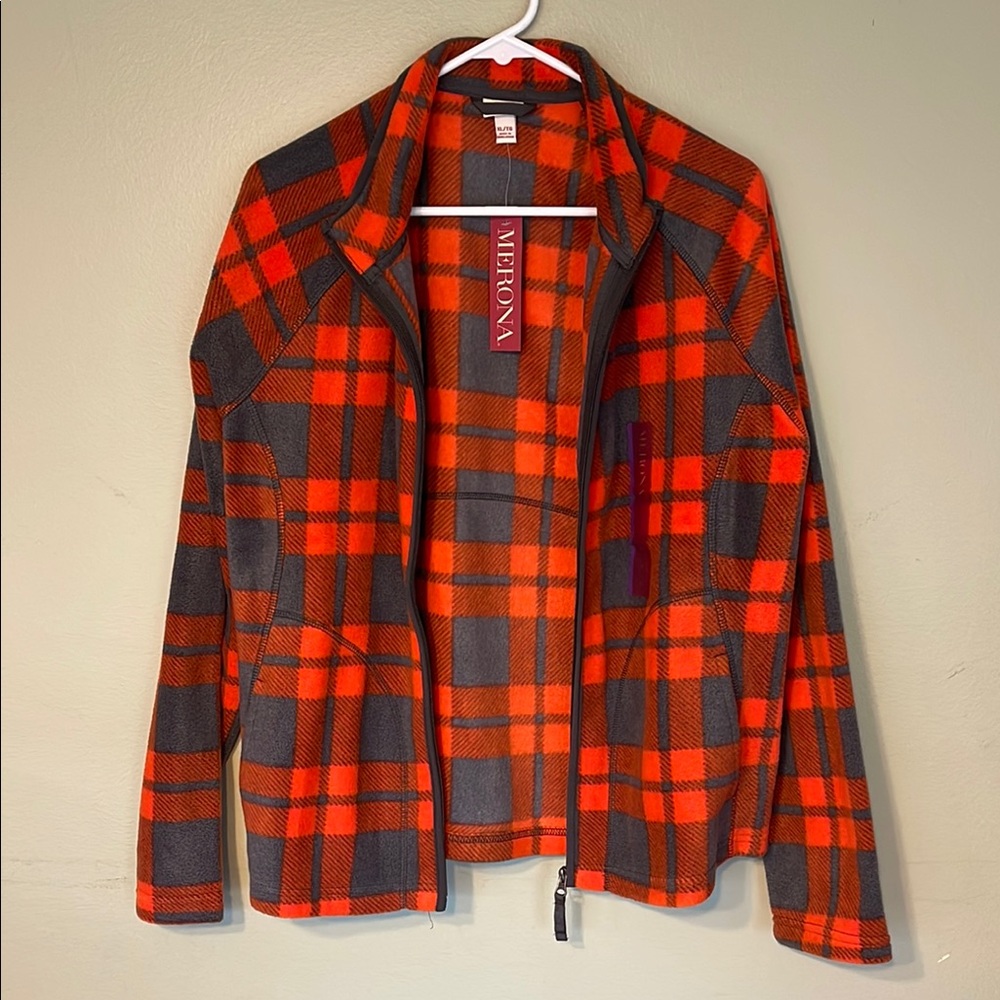 Merona Orange and Gray Plaid Jacket